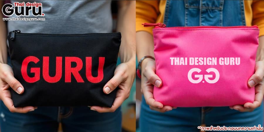 กระเป๋าซิปผ้า พิมพ์แบรนด์ กระเป๋าซิปแฟชั่น พิมพ์ลาย