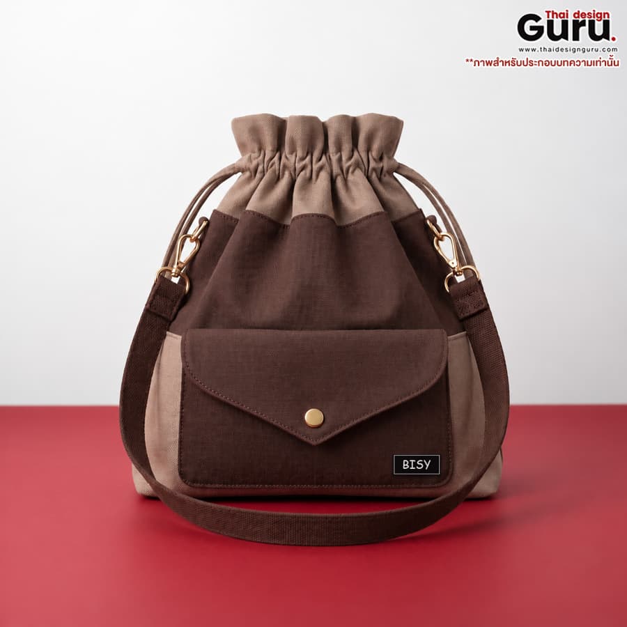 ถุงผ้าหูรูดพรีเมียมพร้อมสายถือ พิมพ์แบรนด์