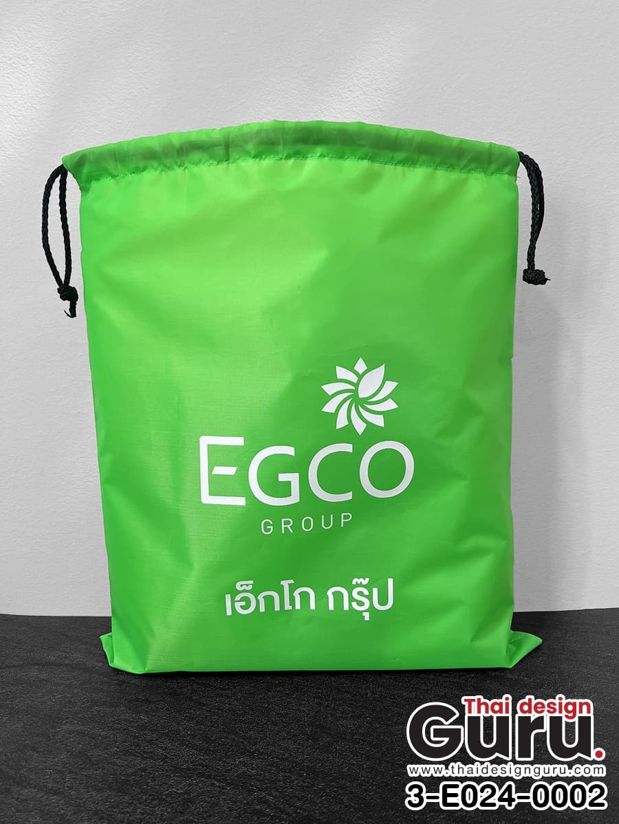 สั่งทำถุงผ้าหูรูดสีเขียว ถุงผ้าหูรูดสีเขียว