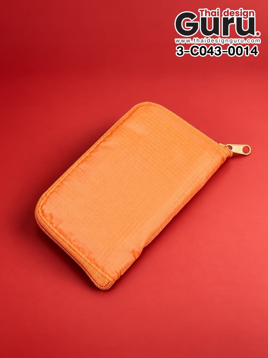 รับผลิตกระเป๋าพับได้แบบมีซิป สีส้ม กระเป๋าพับได้แบบมีซิป สีส้ม