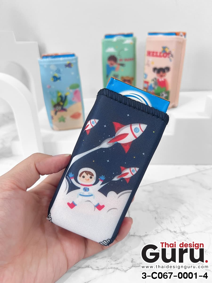 ปลอกใส่กล่องนม สกรีนลาย ปลอกใส่กล่องนม