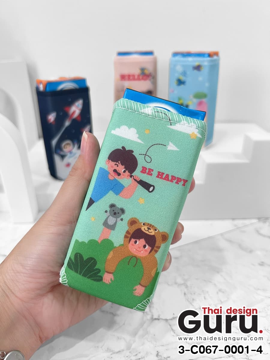 ปลอกใส่กล่องนม สกรีนลาย ปลอกใส่กล่องนม